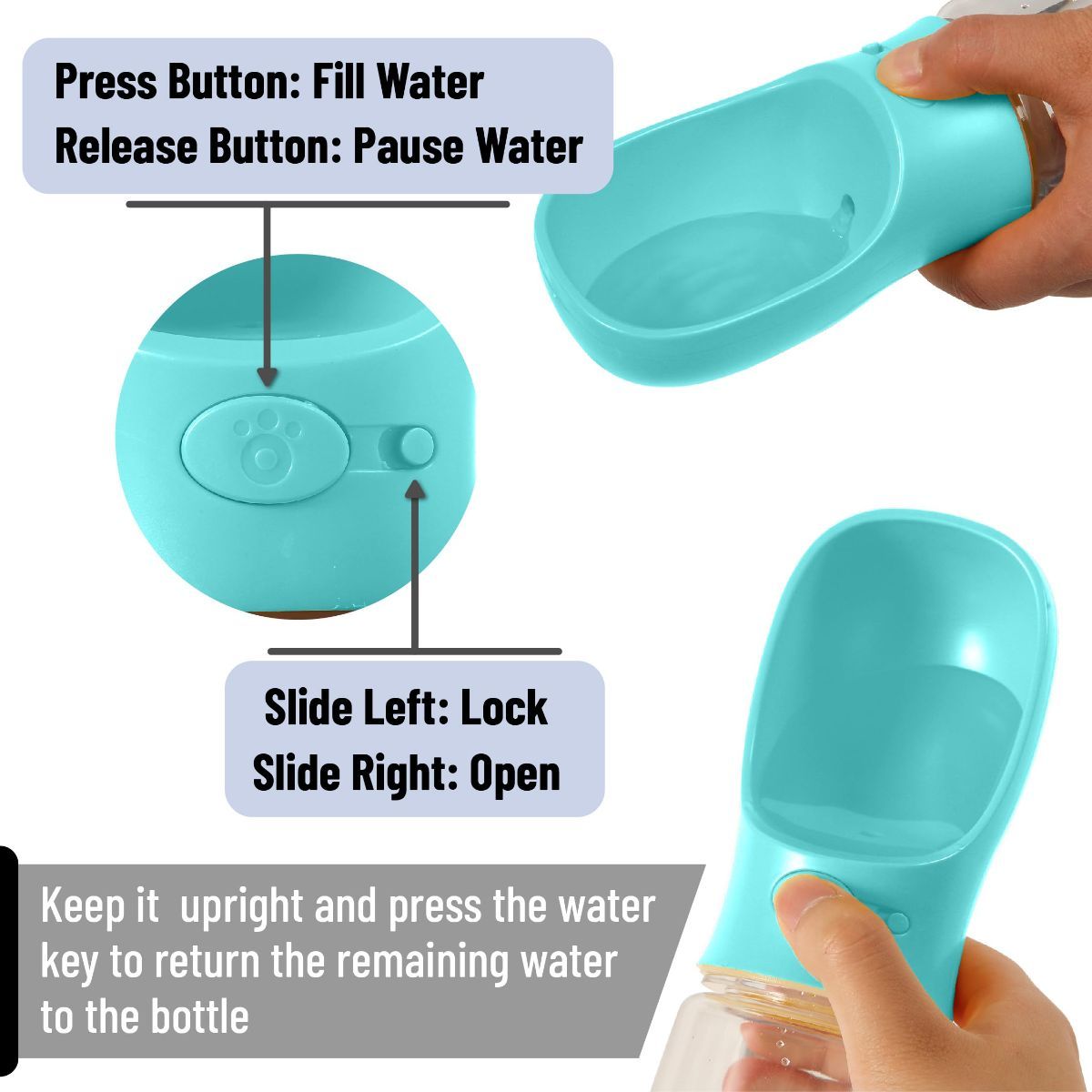 ROAMUTT portable dog water bottle – 560ml travel water dispenser