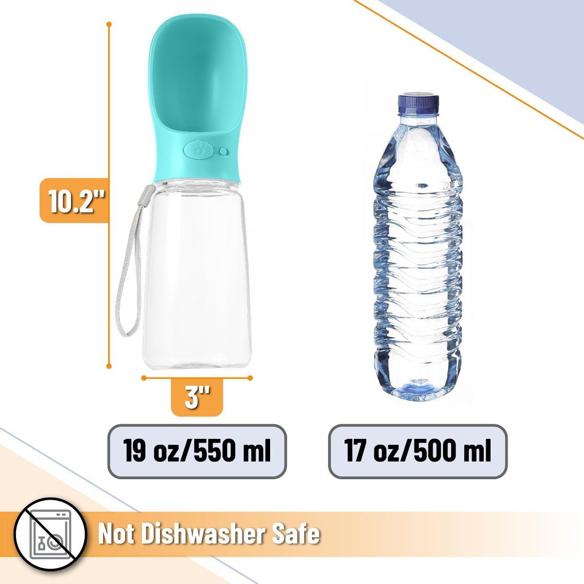 ROAMUTT portable dog water bottle – 560ml travel water dispenser