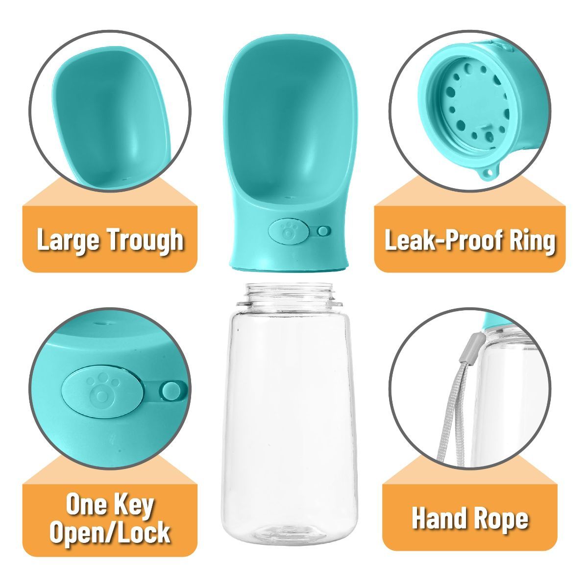 ROAMUTT portable dog water bottle – 560ml travel water dispenser